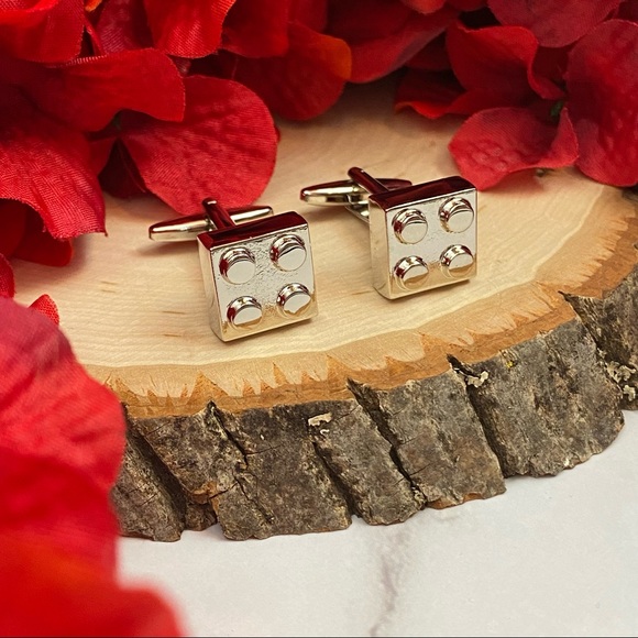 Vintage Silver Lego Inspired Square Cufflinks - Picture 7 of 16